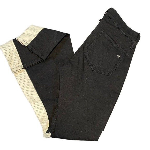 Rag & Bone Jean Womens Leather Mid-Rise‎ Skinny Leg Jeans Pants Black Size 25 - Picture 1 of 16